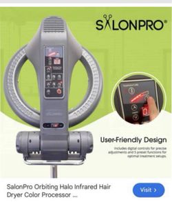 SalonPro Orbiting Halo Infrared Hair Dryer Color Processor – Rolling Base, Gre