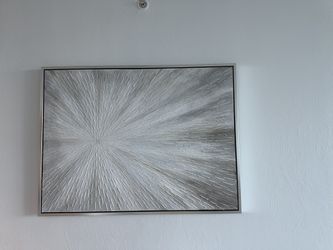 Cuadro Alto Relieve Gris Con Brillo Y Borde De Acero