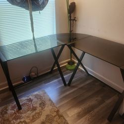 Black Glass Corner Desk 