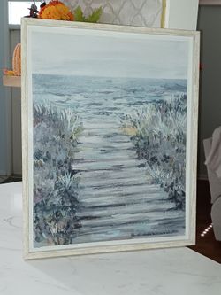 Coastal Beach Artwork - shadowbox style with covering on front