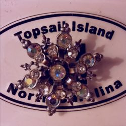 Vintage Rhinestone Snowflake Pin