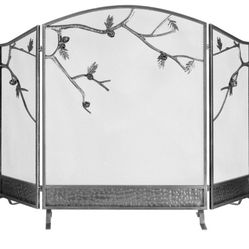 Premium Fireplace Screen, 3-Panel 53" x 36" Decorative Tree Branch Freestanding Fireplace Cover, Decorative Spark Guard Gate

