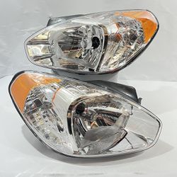 Chrome Amber Headlights Replacement 07-11 Hyundai Accent