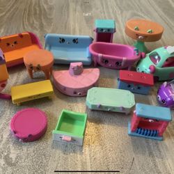 Lot Of Shopkins Furniture & Cars