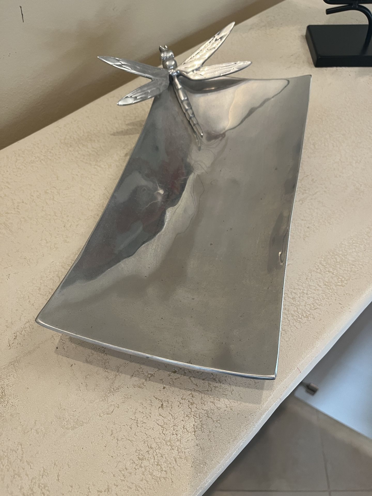 Large 14.5” Pewter Parlor Hummingbird Serving Platter