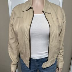 Old Florence Leather Factory Women’s Cream Leather Jacket