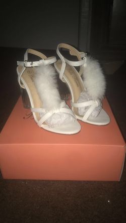 Furry White Heels