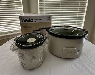 Open box - Bella 6 Quart Slow Cooker With 2 Quart Cooker Set  1/2 Off!