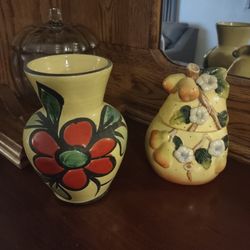 Ceramic Vase And Canister Set