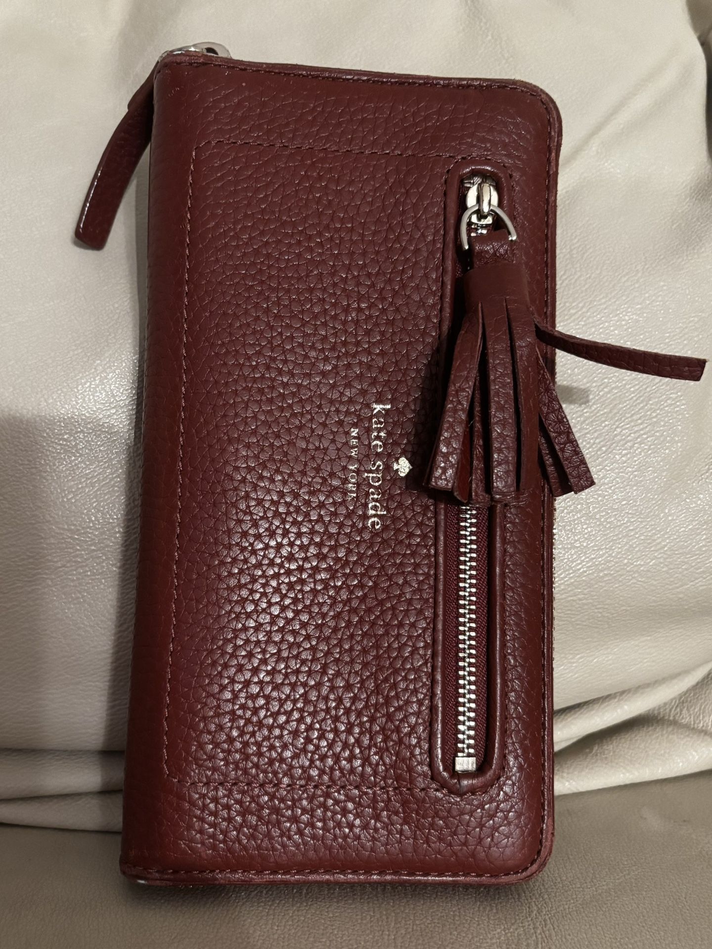 Kate Spade zip accordion wallet brown guc