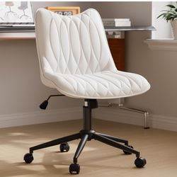 Brand New Armless Desk Chair, Armless Office Chair with Wheels, Small Desk Chair No Arms for Home Office, Swivel Vantiy Chair with Backs for Bedroom, 