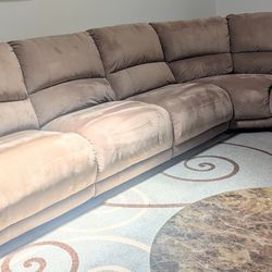 Suede Beige Sectional Sofa