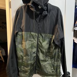 Camouflage Black Zip Up Wind Breaker Men’s Size XL NEW
