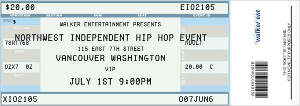 Tickets to the north west hip hop event