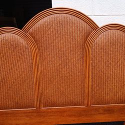 TOMMY BAHAMA QUEEN SIZE HEADBOARD BED FRAME AND NIGHT STAND