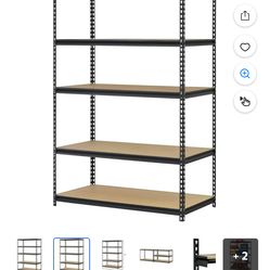 Used Muscle Rack 48"W x 18"D x 72"H, 5-Tier Steel Shelving, 4,000 lbs. Total Capacity; Black
