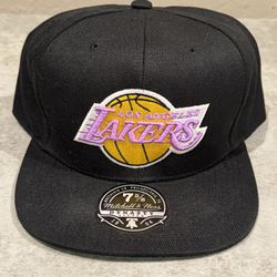 NBA Los Angeles Lakers MITCHELL & NESS Dynasty Fitted Hat Black Size 7 5/8