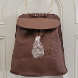 Faux Leather Brown Backpack / Purse