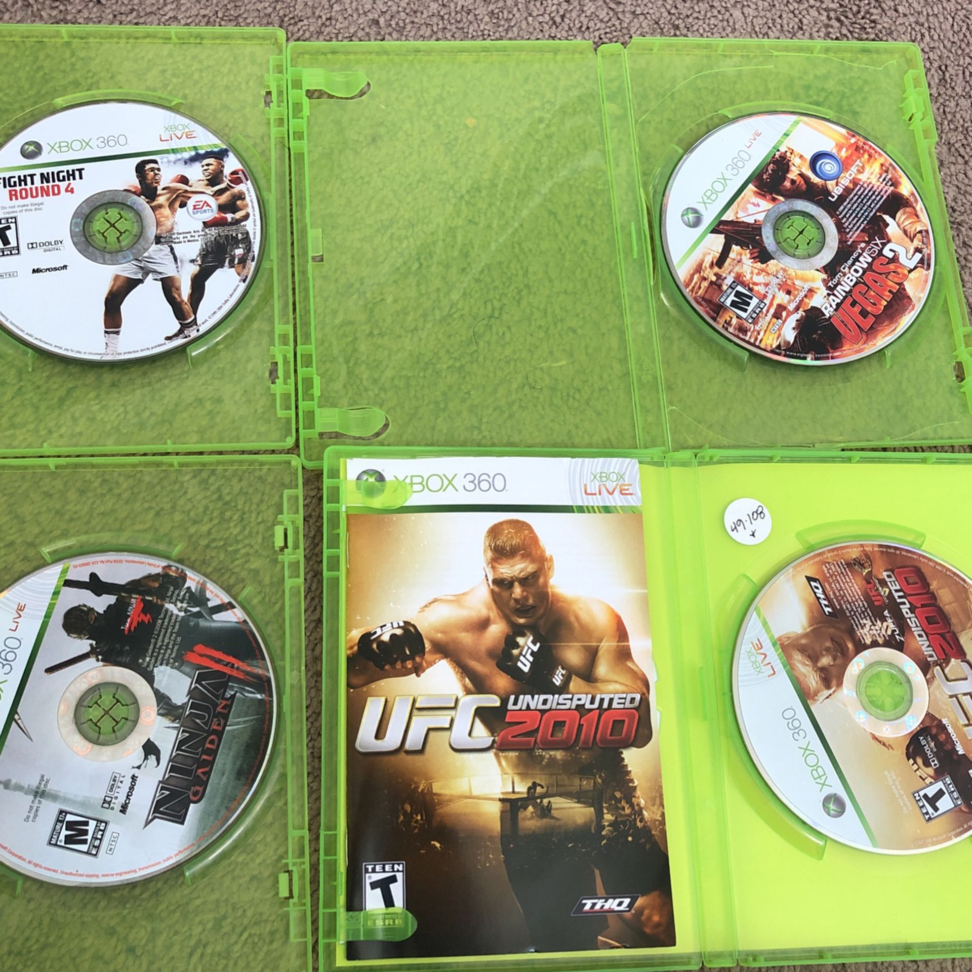 Xbox 360 Games Fight Night, Ninja Gaiden, UFC, Vegas 2