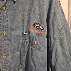 Vintage Broncos Button Down, Denim, EUC 2XL 