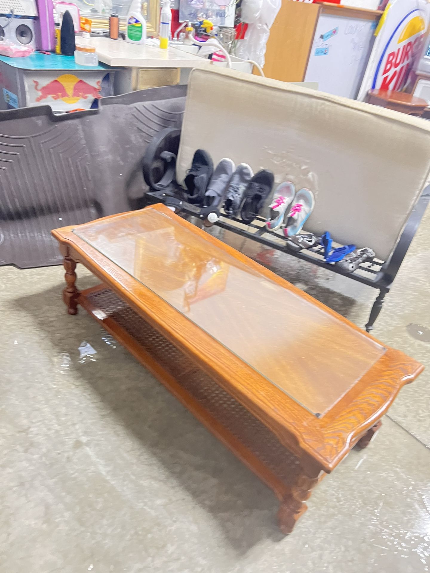 Antique Wooden Coffee Table And 2 End Tables