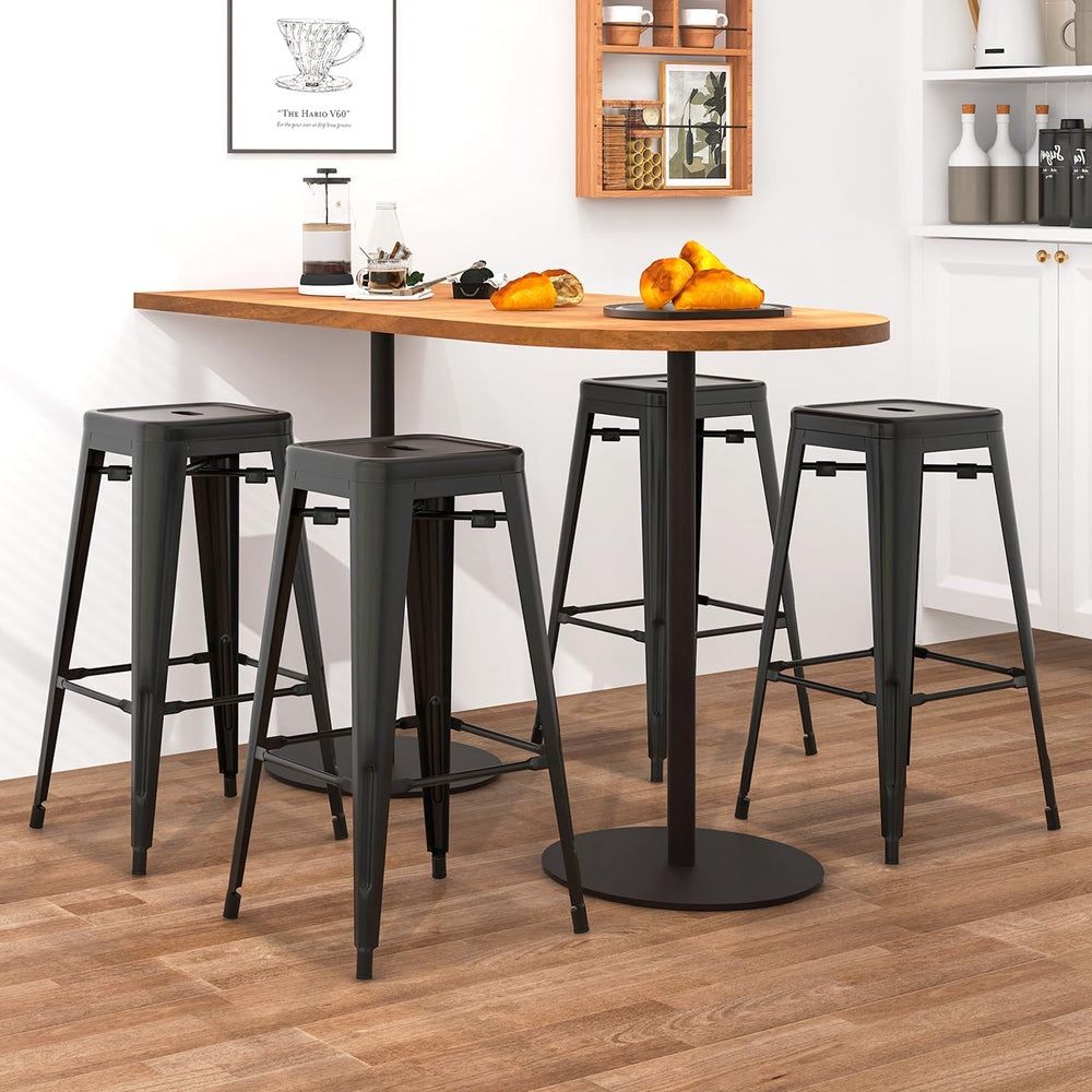 Giantex Metal Backless Bar Stools Set of 4, 30" Bar Height Modern Industrial Barstools w/Cut-out Handle