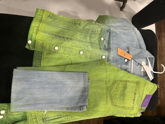 Reigning Fury Dip Dye Green Denim Jean Jacket Medium