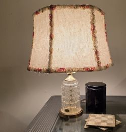 Crystal Table Lamp with Floral Trim Lamp Shade