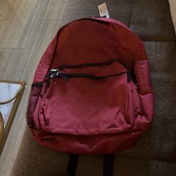 Red Everyday Backpack with Front Pocket