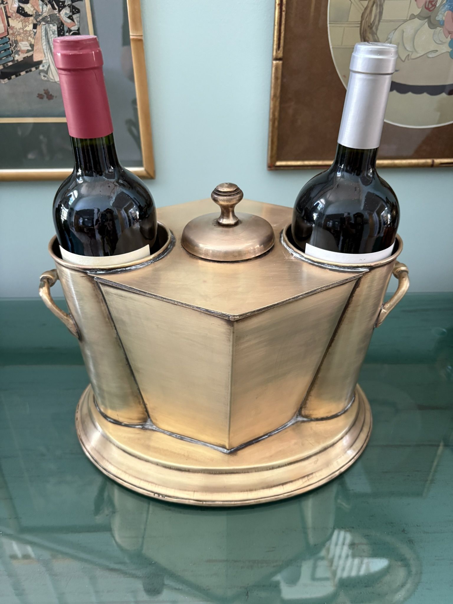 Vintage Brass Double Wine Cooler