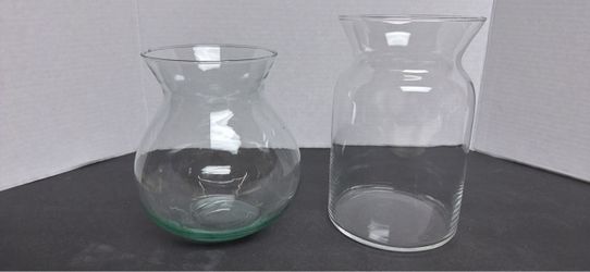 Clear Glass Vases Set of 2