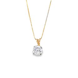 Yellow Gold Diamond Solitaire Pendant Necklace
