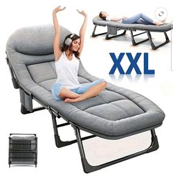 Comfortable Folding Bed] 1pc Comfortable Ergonomic American Folding Bed, Single Recliner Lunch Bed | Portable Courtyard Office Camping Nap Multi-funct
