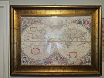 Large Framed Nove Tovius 1630 World Map