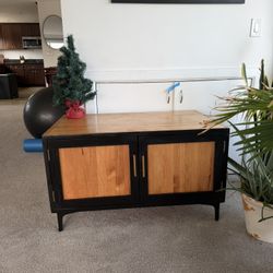 Mid-century modern wood & black media console