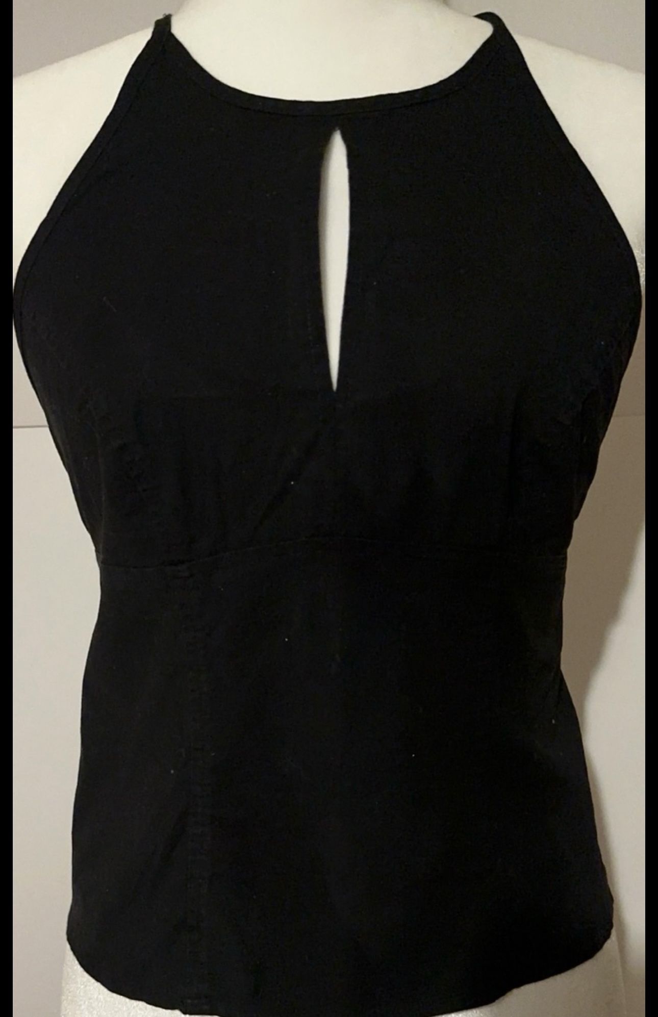 Sleek Black Halter Top with Sexy Open Back