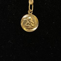14k Small Cherub Pendant 