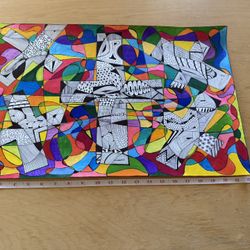 Wall Art - Abstract Handmade Drawing 22x14"