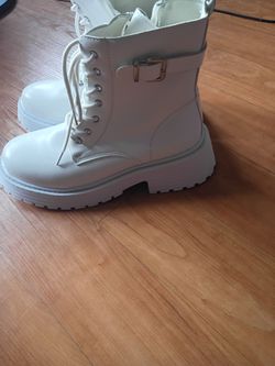 White Women's Combat Style Boots.