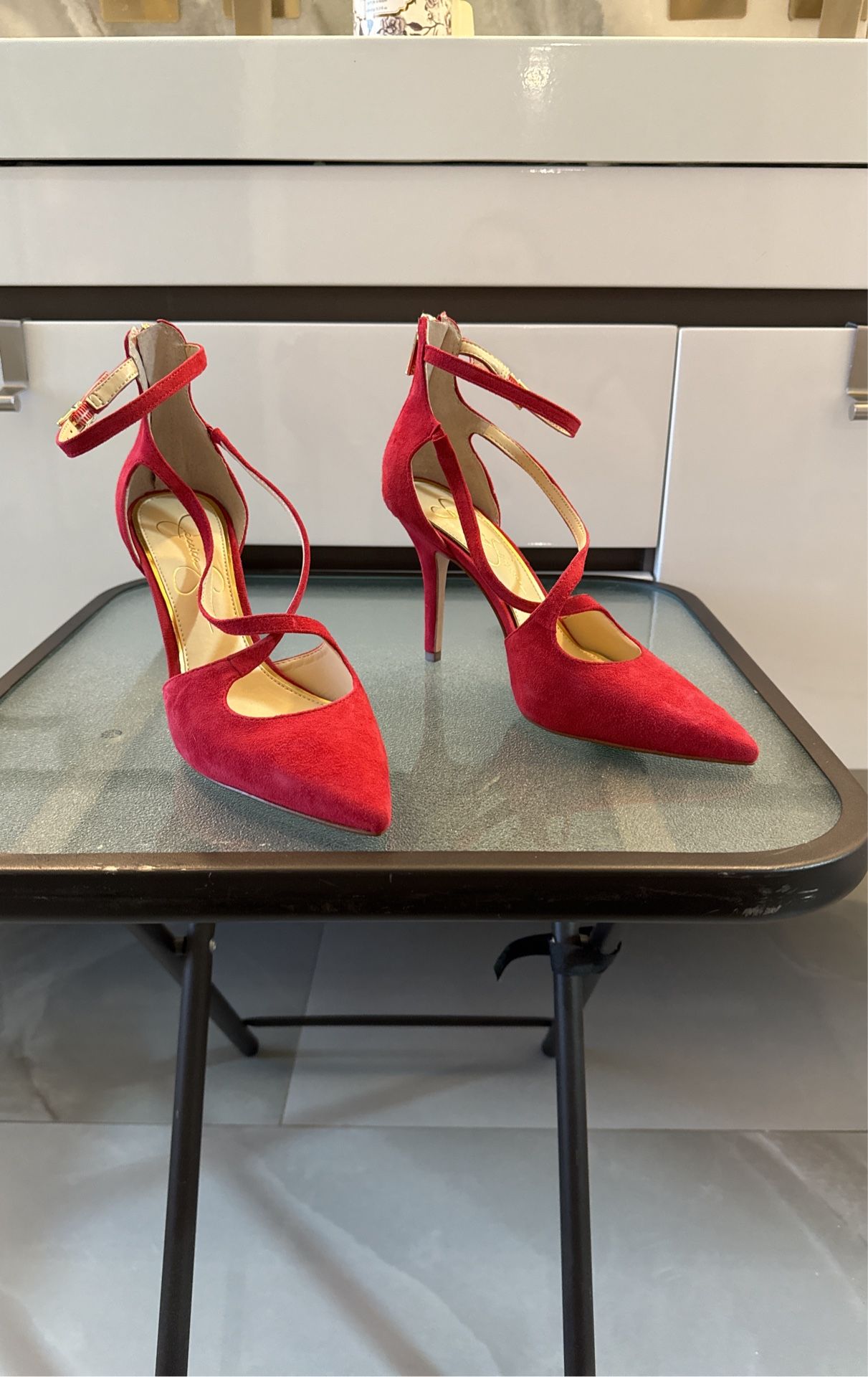 Suede Like Red 8.5 Jessica Simpson Heels