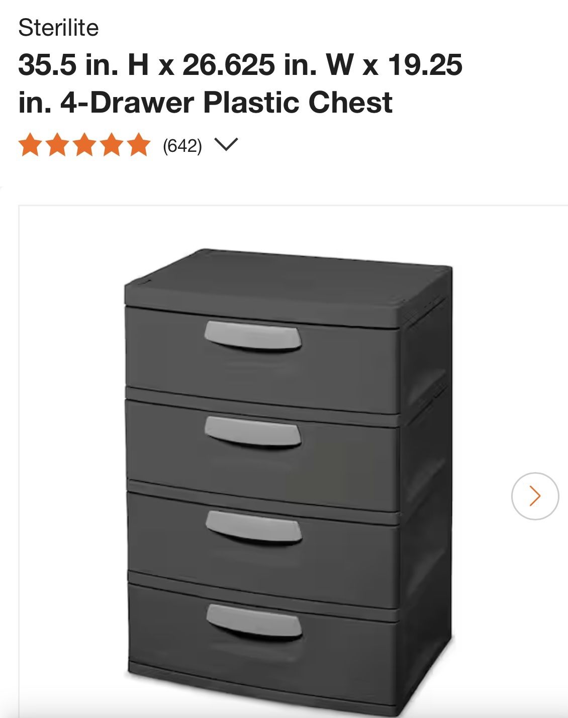 Sterilite 4 Drawer Plastic Dresser