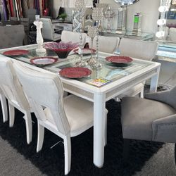 Modern White 9PC Dining Table Set