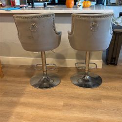 Velvet Light Grey Bar Stools
