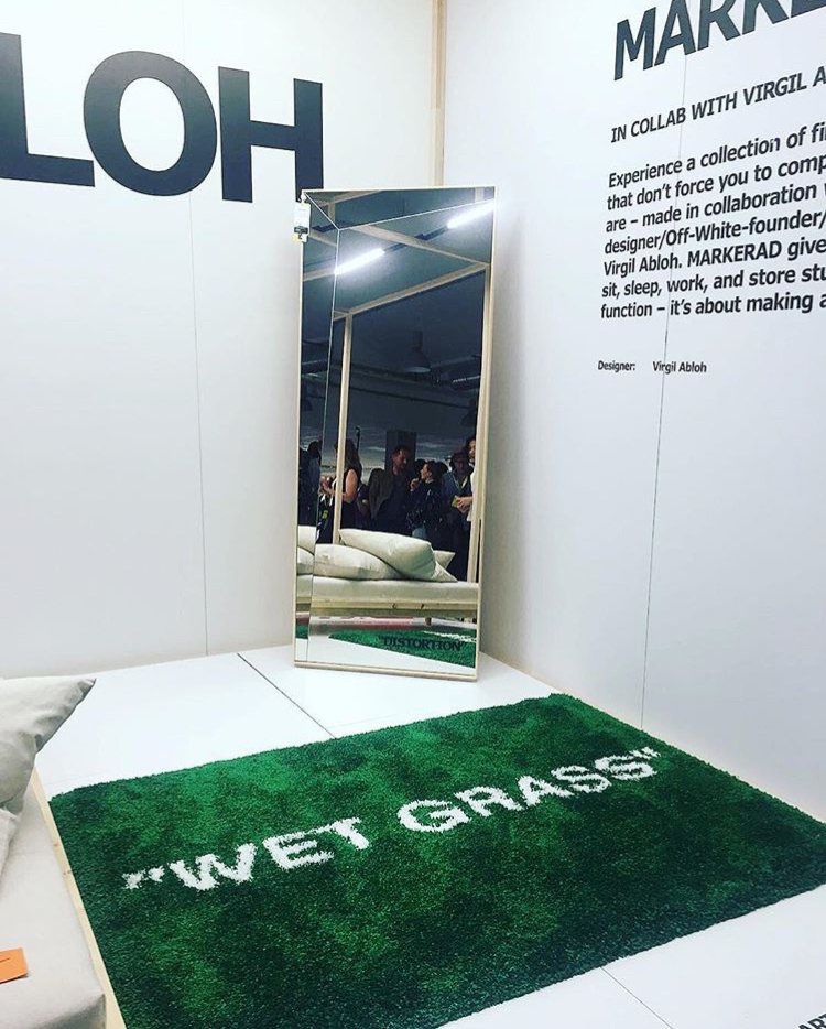 klap Sandy Maand OFF- - -WHITE)Virgil Abloh x IKEA MARKERAD "WET GRASS" Rug 195x132 CM Green  for Sale in North Providence, RI - OfferUp