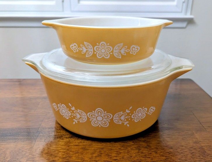 Pyrex Butterfly Gold Casserole Dishes