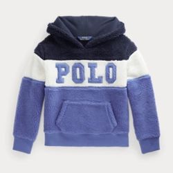 POLO RALPH LAUREN GIRLS PULLOVER FLEECE LOGO “POLO” BLUE HOODIE SIZE XL