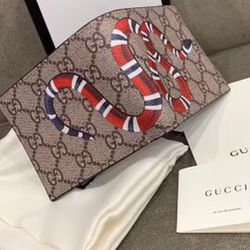 Men’s Gucci Wallet Monogram Brown Snake GG Wallet Authentic 