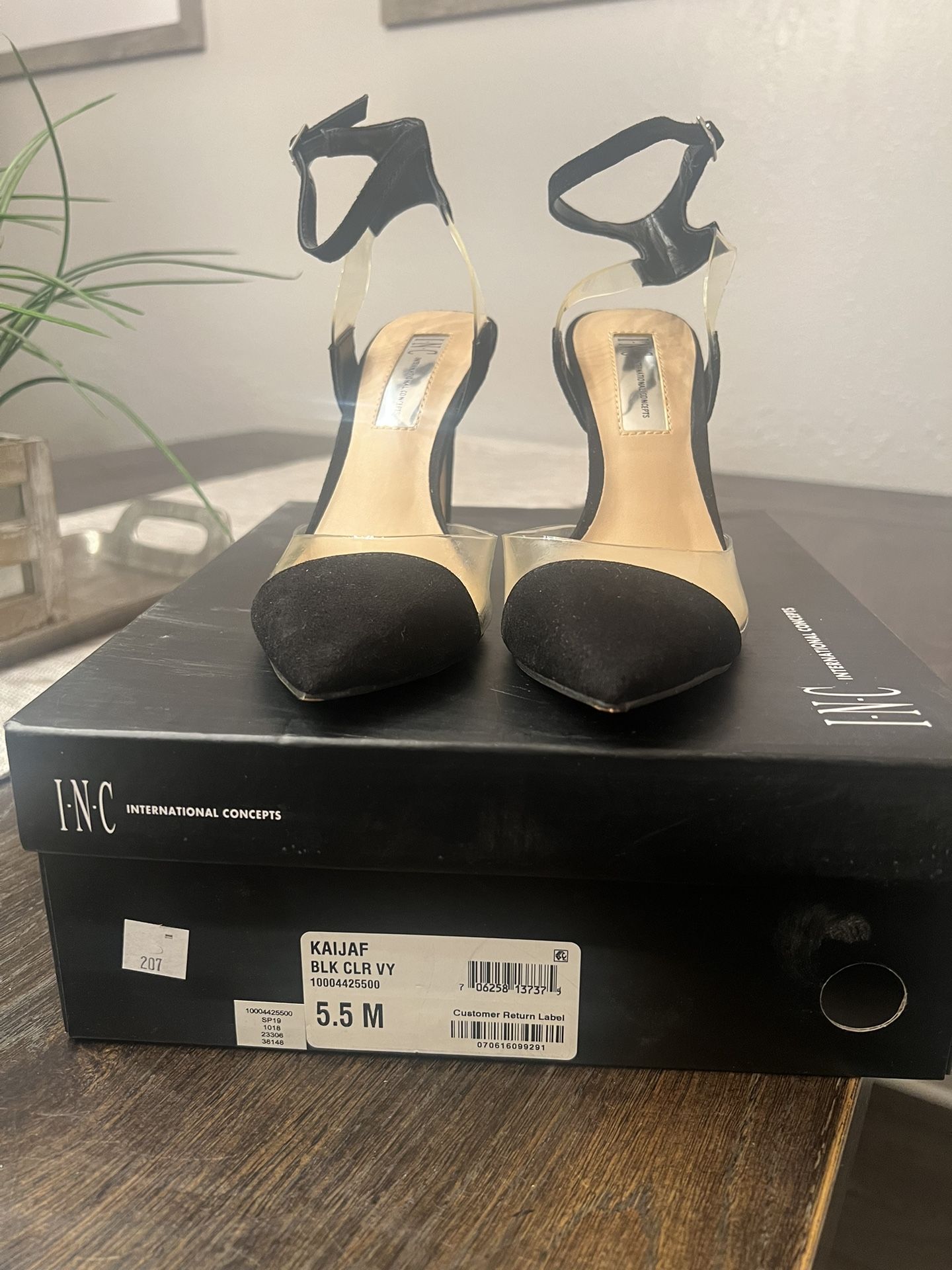INC Black Clear Suede Pump