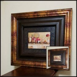VINTAGE. FLORAL FLOWER BOUQUET DOUBLE BRONZE FRAMED PICTURE ART WALL DECOR DISPLAY