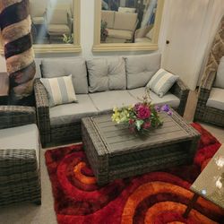 Outdoor Sofa + 2 Chairs + Ottoman (Patio)